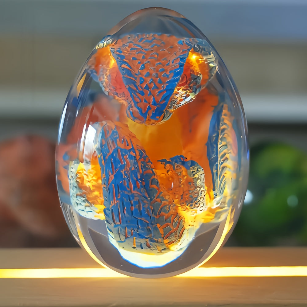 Dragon Egg Statue Transparent Resin Dragon Egg Figurine Dinosaur Souvenir Collectible Craft for Entryways, Bedrooms and Living Spaces