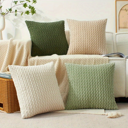Velvet Throw Pillow Covers 4-Pack 20x20 Inch - Double-Sided Cushion Covers with Zipper Closure