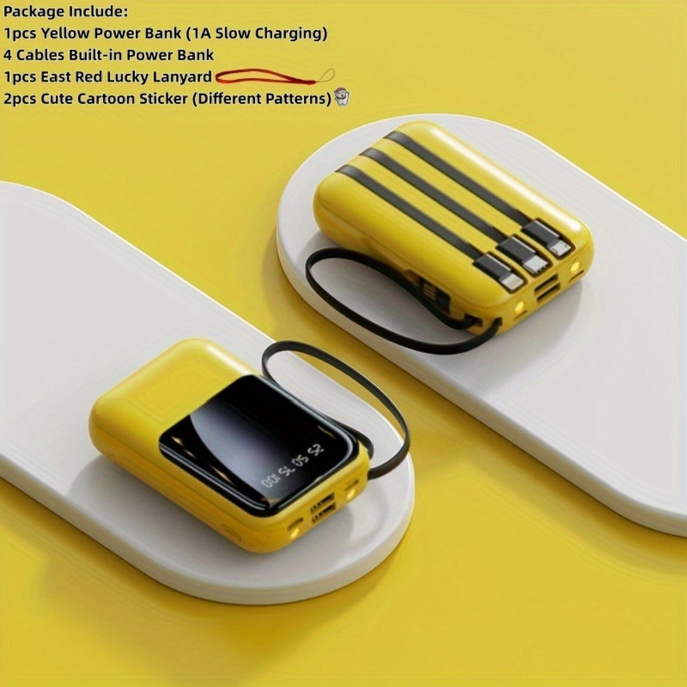 Power Bank 10000mAh Mini with Built-In Cable Set, 5W/15W/22.5W Variants, LED Light and Digital Display