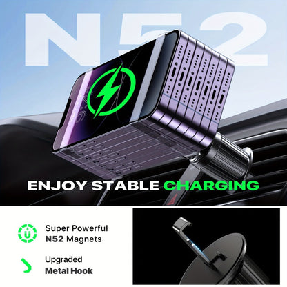 15W Magnetic Wireless Car Charger – Air Vent Mount with N52 Strong Magnet, Fast Charging for iPhone 17 Pro Max / 16 / 15 / 14 / 13 / 12