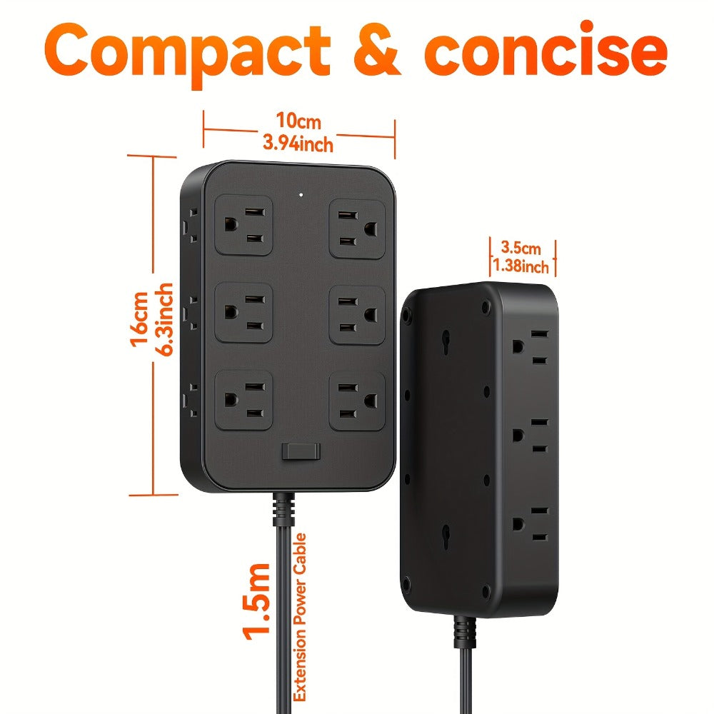 Wide Outlet Surge Protector Power Strip 18-in-1 with 12 Widely Spaced AC Outlets 4 USB-A 2 USB-C Ports Safe Portable Desktop Charging