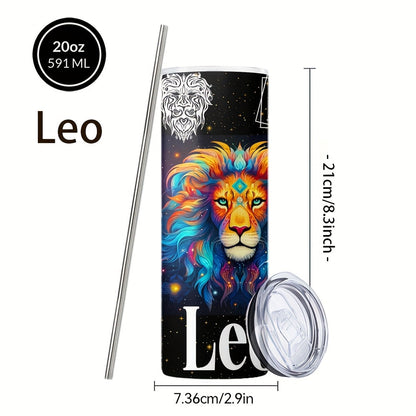Insulated Tumbler 20oz Zodiac Horoscope 304 Stainless Steel with Lid, Straw and 12 Sign Choices
