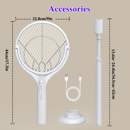 Electric Fly Swatter Racket 4000V, Rechargeable Mosquito Zapper with Auto One-Touch Kill, Detachable Head