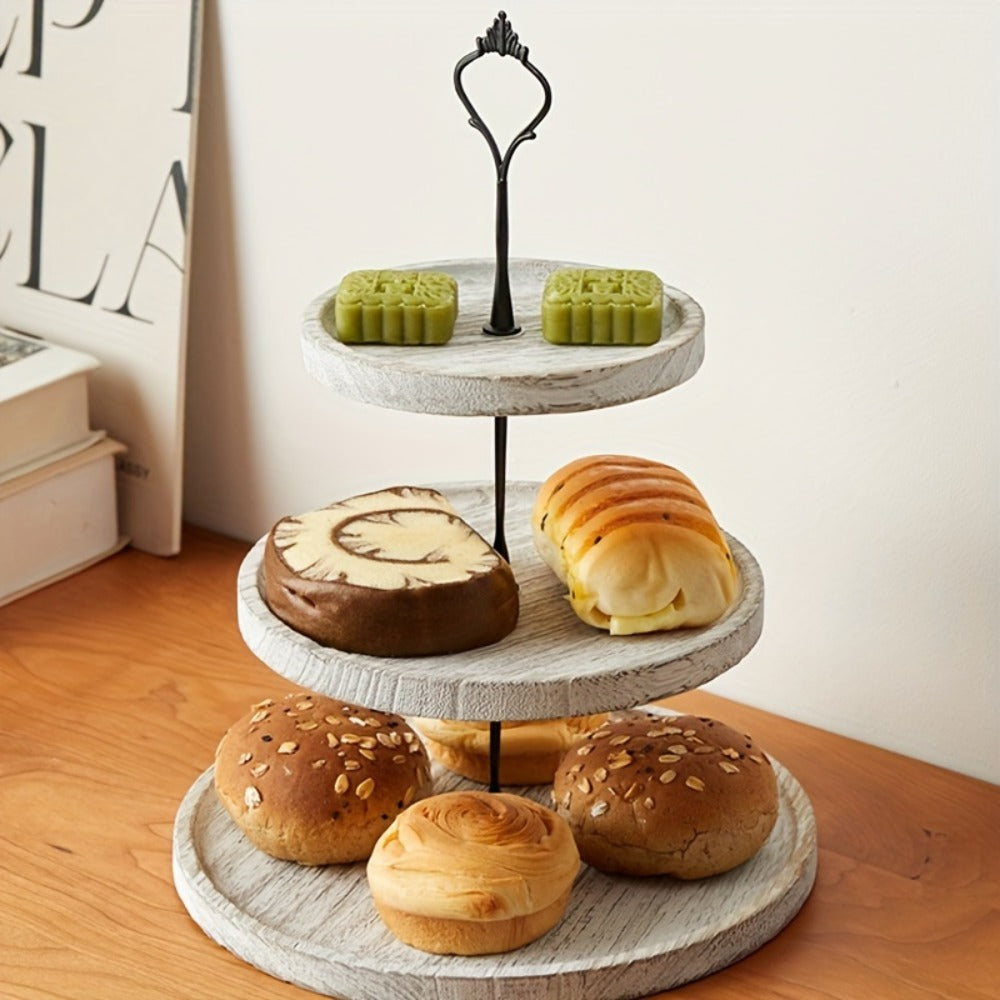 Wood Cupcake Stand 3 Tier Rustic Dessert Tower Holder for Birthday Party Wedding Baby Shower Farmhouse Woodland Decor Cupcake Display Rack