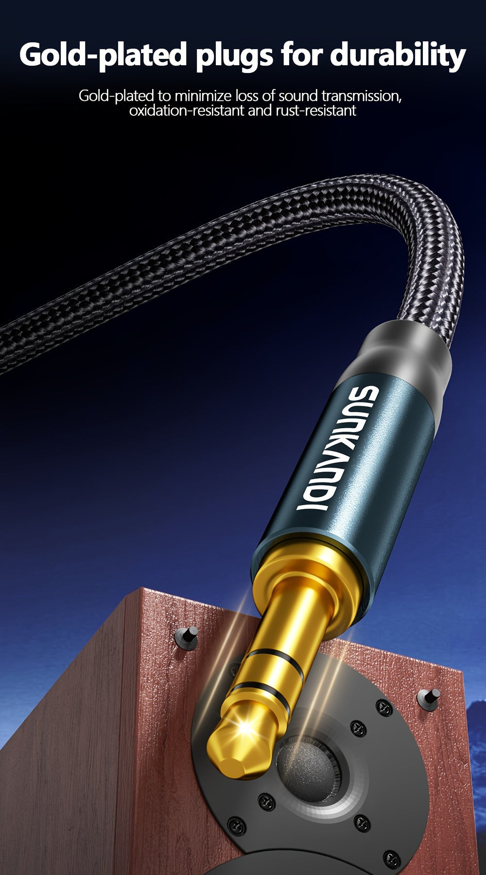 3.5mm Male to Male AUX Audio Cable, Durable Tangle-Free Stereo Cord for Car, Headphones, Speakers