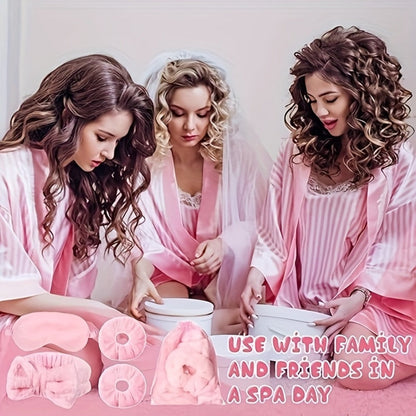 Spa Party Favors 48 Pack Pink Princess Theme – 12 Headbands 12 Sleep Masks 12 Hair Bands 12 Organza Gift Bags for Bachelorette Party Bridal