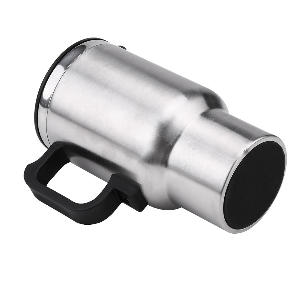12V Car Electric Heating Travel Mug 450ml, Stainless Steel Car Electric Kettle with Cigarette Lighter Plug