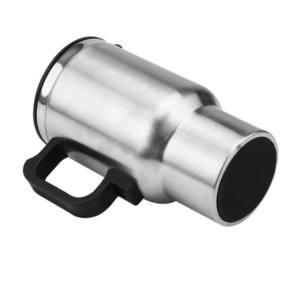 12V Car Electric Heating Travel Mug 450ml, Stainless Steel Car Electric Kettle with Cigarette Lighter Plug