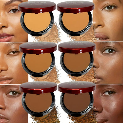 Pressed Powder Foundation Contour Matte Ful1l Coverage Oil Control Waterproof, 6 Shades Light to Dark