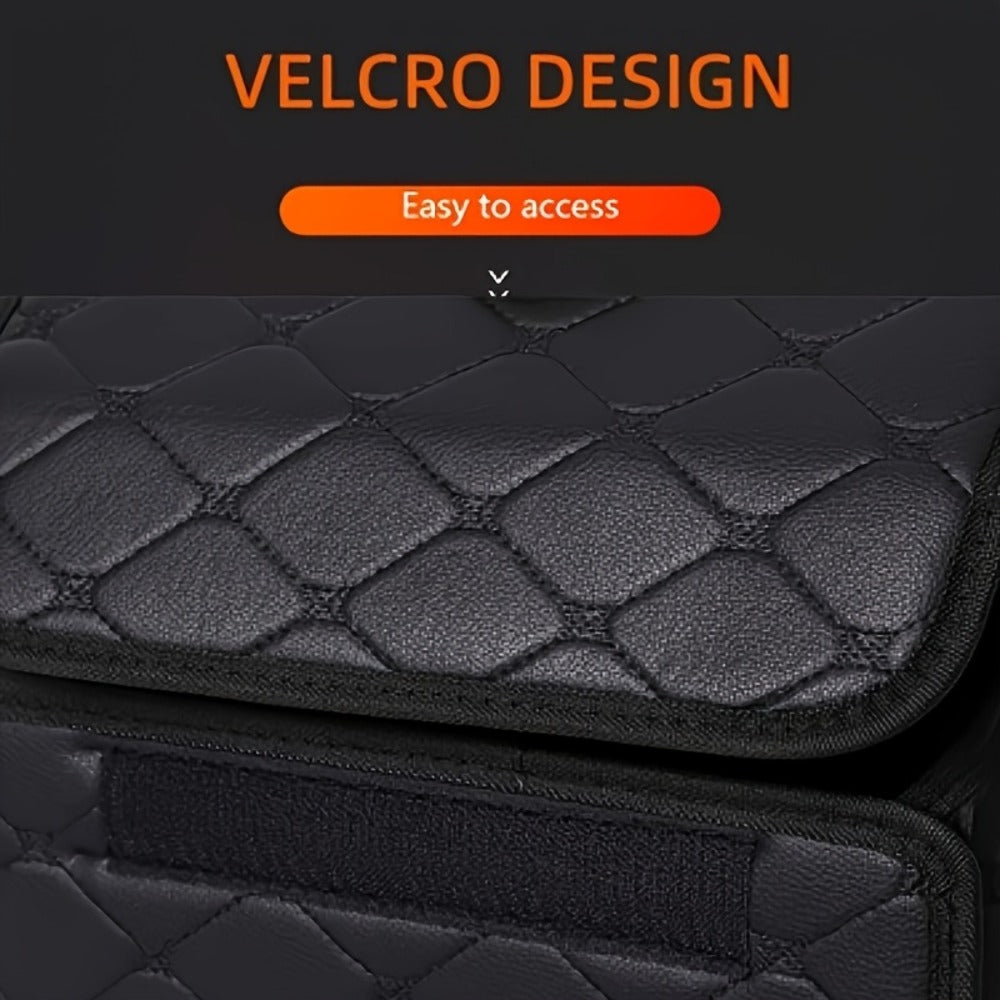 Car Trunk Organizer, Foldable Faux Leather Bow-Detail Box in 30L or 35L Size with Pink and Black Options
