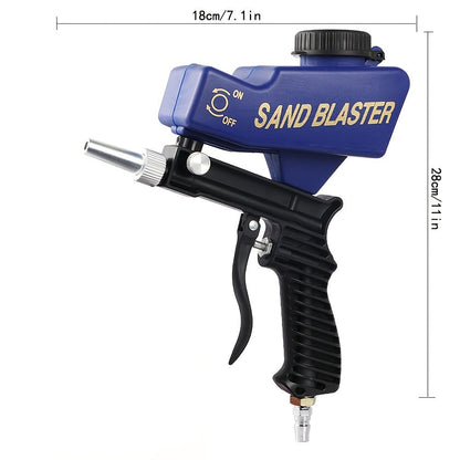 Sandblasting Gun 90PSI Portable Adjustable Flow 7.0cfm 6.5mm Nozzle Gravity Spray Tool for Entryways, Bedrooms and Living Spaces