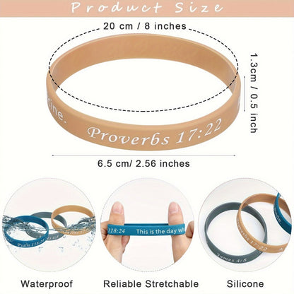240pcs Bible Verse Silicone Wristbands Bulk, Christian Motivational Bracelets for Baptism, Wedding