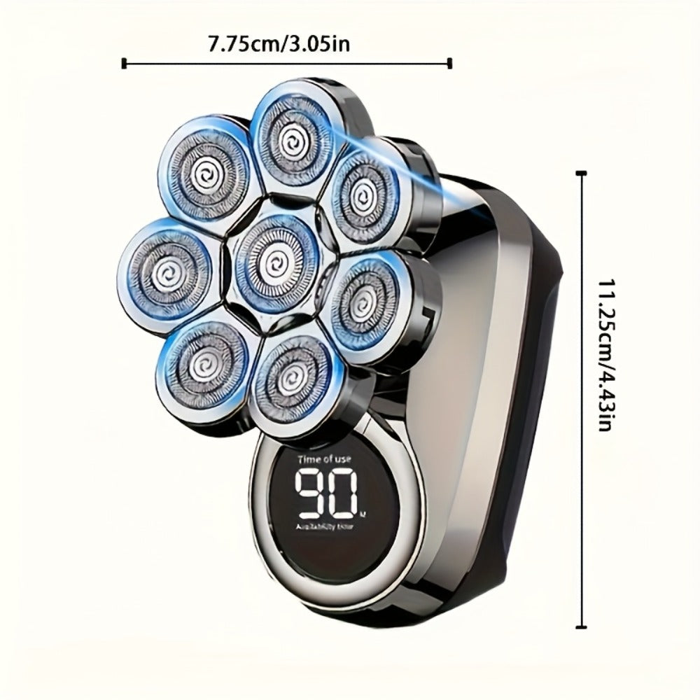 9D Floating Head Electric Razor for Bald Men 5-in-1 Grooming Kit Beard Trimmer Nose Hair Trimmer Facial Cleanser Body Groomer USB
