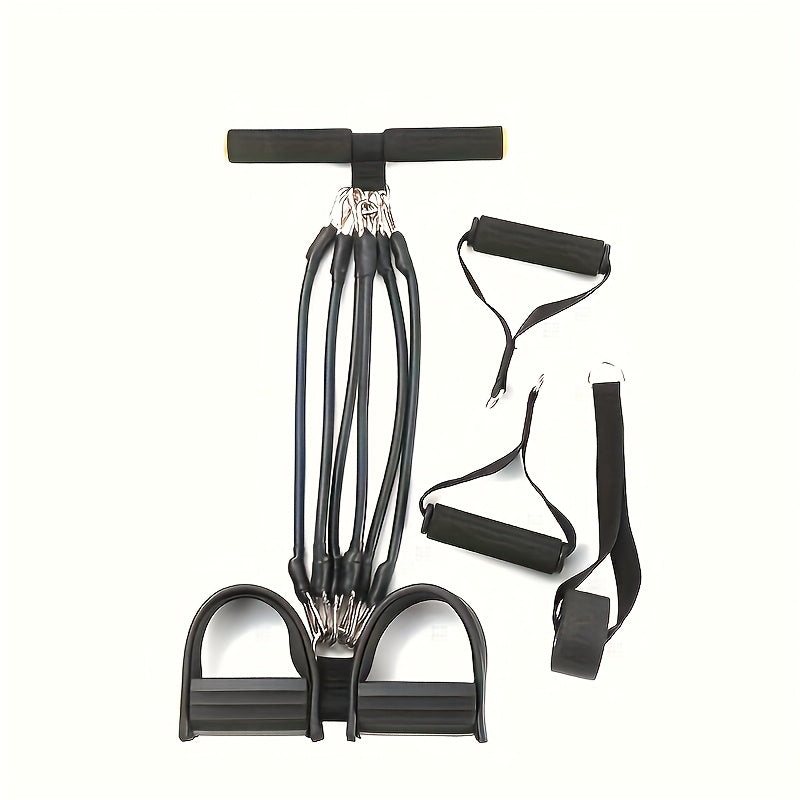 Resistance Band Foot Pedal Puller – TPE Stackable Exercise Bands for Sit-Ups, Leg & Ab Workouts, Adjustable Strap