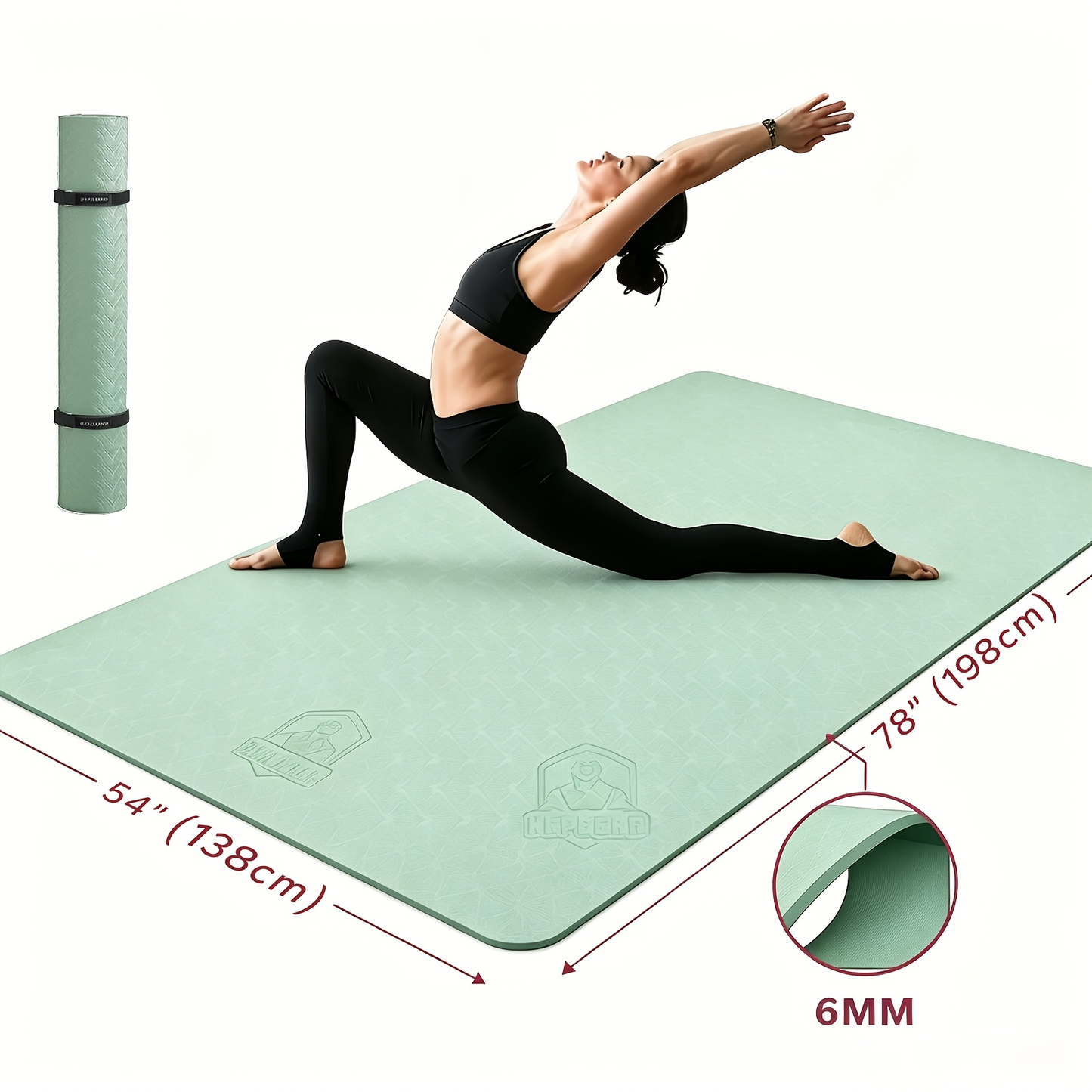 Extra Large Yoga Mat 6mm Thick – Non-Slip TPE Dual-Side Exercise Mat with Carry Bag for Yoga, Pilates, Stretching & Home Workouts