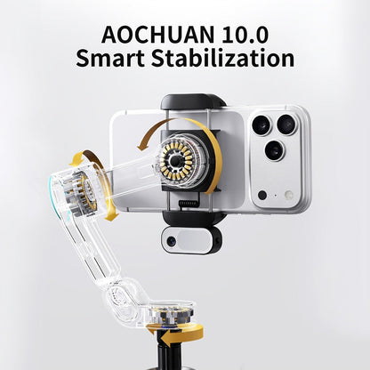 AOCHUAN Foldable 3-Axis Gimbal Stabilizer with Extendable Pole & Panoramic Gesture Control, AI Face Tracking Phone Gimbal