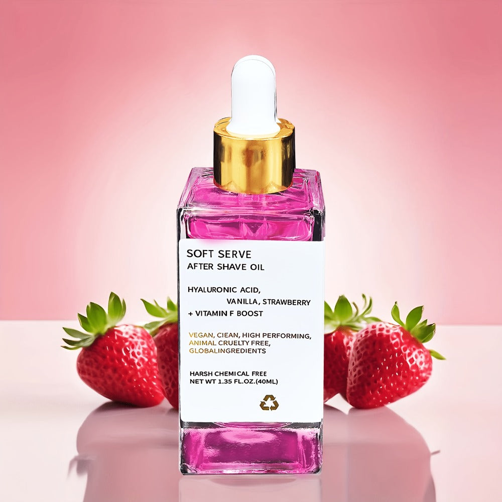 Strawberry Vanilla Beard and After Shave Oil, Two 1.35oz Bottles with Glycerin for Face and Mustache Care