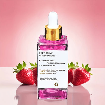 Strawberry Vanilla Beard and After Shave Oil, Two 1.35oz Bottles with Glycerin for Face and Mustache Care