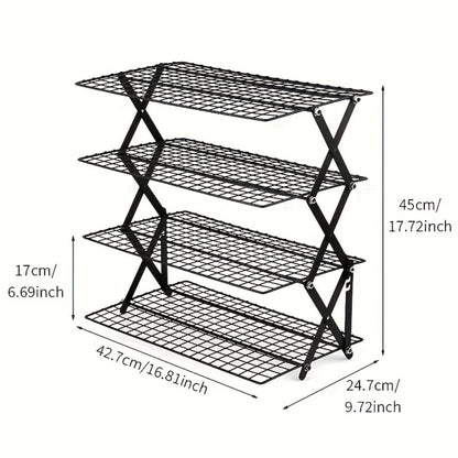4-Tier Collapsible Cooling Rack Set with Muffin Cups – Metal Wire Baking Rack for Cookies Cakes for Grilling, Camping and Outdoor Meals