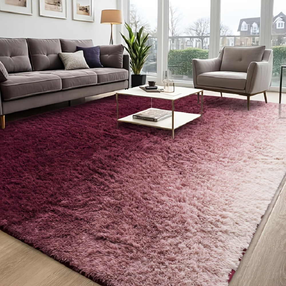 Shaggy Plush Area Rug – Soft Fluffy Carpet for Living Room, Bedroom & Sofa | Non-Slip Machine Washable Tie-Dye & Solid Color Long Pile Rug |