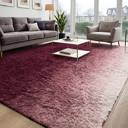 Shaggy Plush Area Rug – Soft Fluffy Carpet for Living Room, Bedroom & Sofa | Non-Slip Machine Washable Tie-Dye & Solid Color Long Pile Rug |