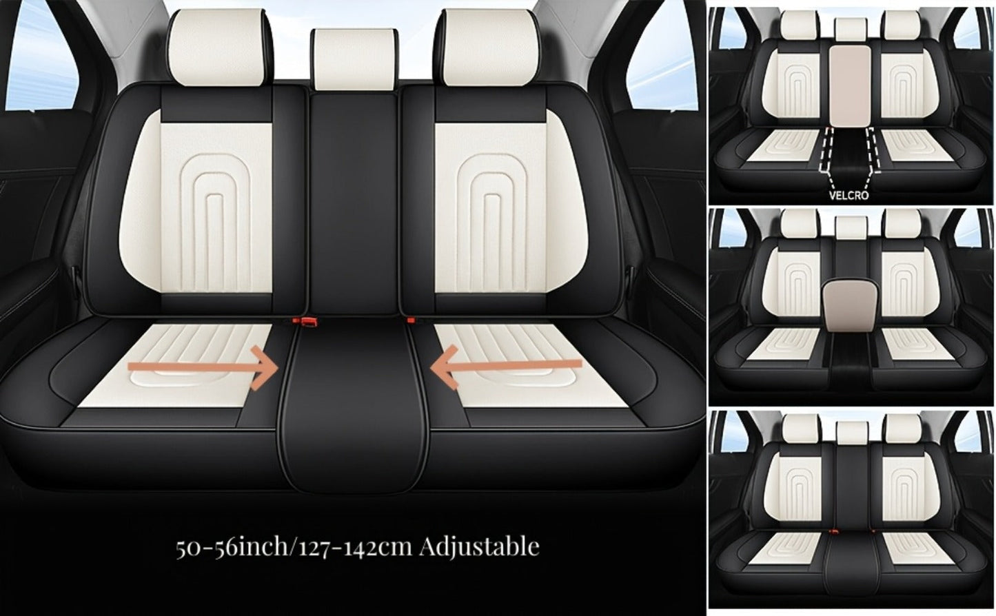 Contoured Front Car Seat Cushion Covers with Headrest Pads in Four Two-Tone Color Option Sets
