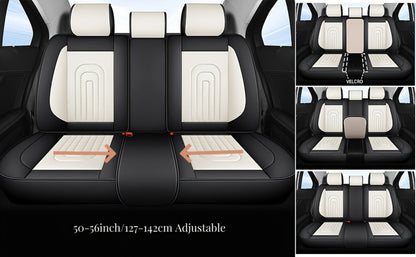 Contoured Front Car Seat Cushion Covers with Headrest Pads in Four Two-Tone Color Option Sets