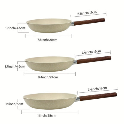 Non-Stick Frying Pan Set 3-Piece 7 9.5 11 Inch, Skillet Set with Insulated Handle for Home Cooking, Dining and Outdoor Meals