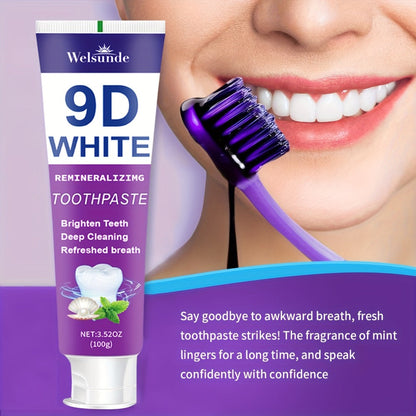 Two-Pack 100g Purple Mint Toothpaste with Hydroxyapatite and Niacinamide Listed on Ingredient Panel