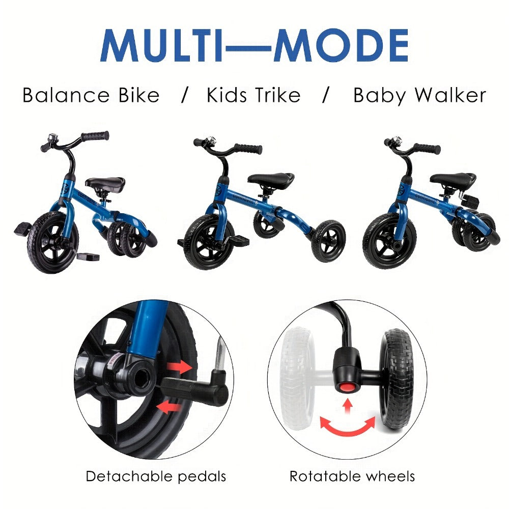 3-in-1 Toddler Tricycle & Balance Bike for Kids Ages 2-5, Folding Trike with Adjustable Seat & Removable Pedals