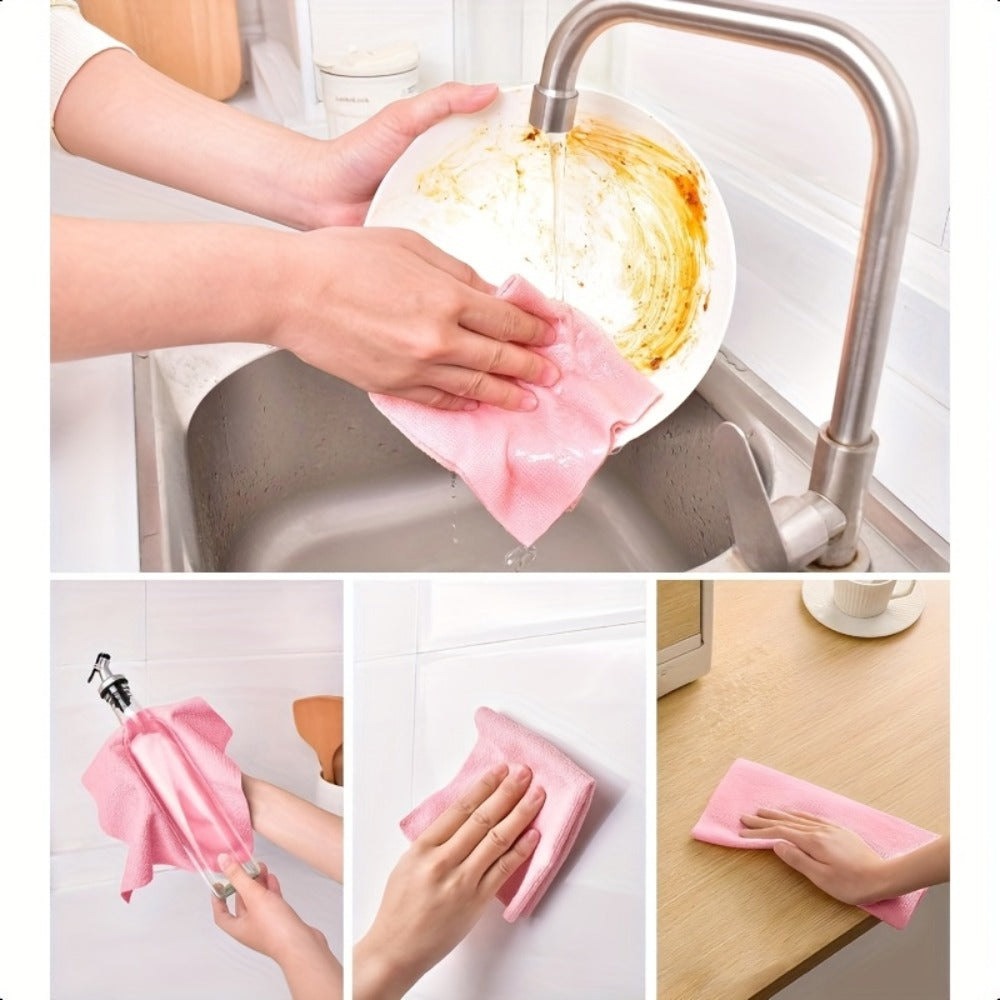 Reusable Microfiber Cleaning Towels 30-Pack, Kitchen Dish Cloth Roll, Absorbent Hand-Torn Disposable Napkins