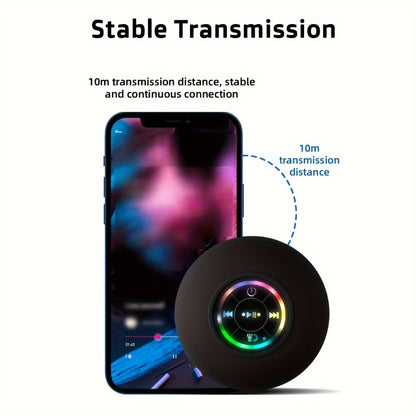 Bathroom Shower Speaker with LED Light, Wireless Bluetooth Speaker, USB Rechargeable 400mAh Battery