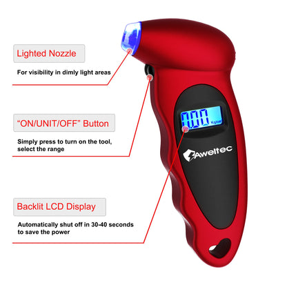 Digital Tire Pressure Gauge 2-Pack 150 PSI – Backlit LCD, 4 Modes PSI/Bar/KPA/Kgf, Non-Slip Grip for Car, Truck, Motorcycle & Bicycle