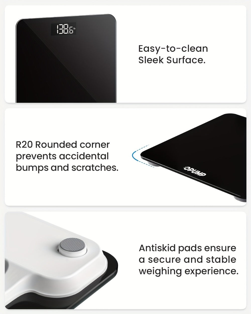 Digital Bathroom Scale High Precision, Electronic Body Weight Scale with Backlit HD LCD Display, kg/lb/st Switchable