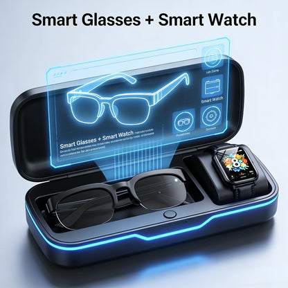 AI Smart Glasses with Real-Time Multi-Language Translation, Bluetooth Wireless Mic & Speaker