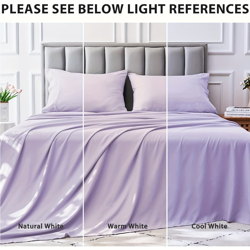 Bed Sheet Set Microfiber with Size-Dependent 3- or 4-Piece Contents, Four Bed Sizes and Eleven Colors
