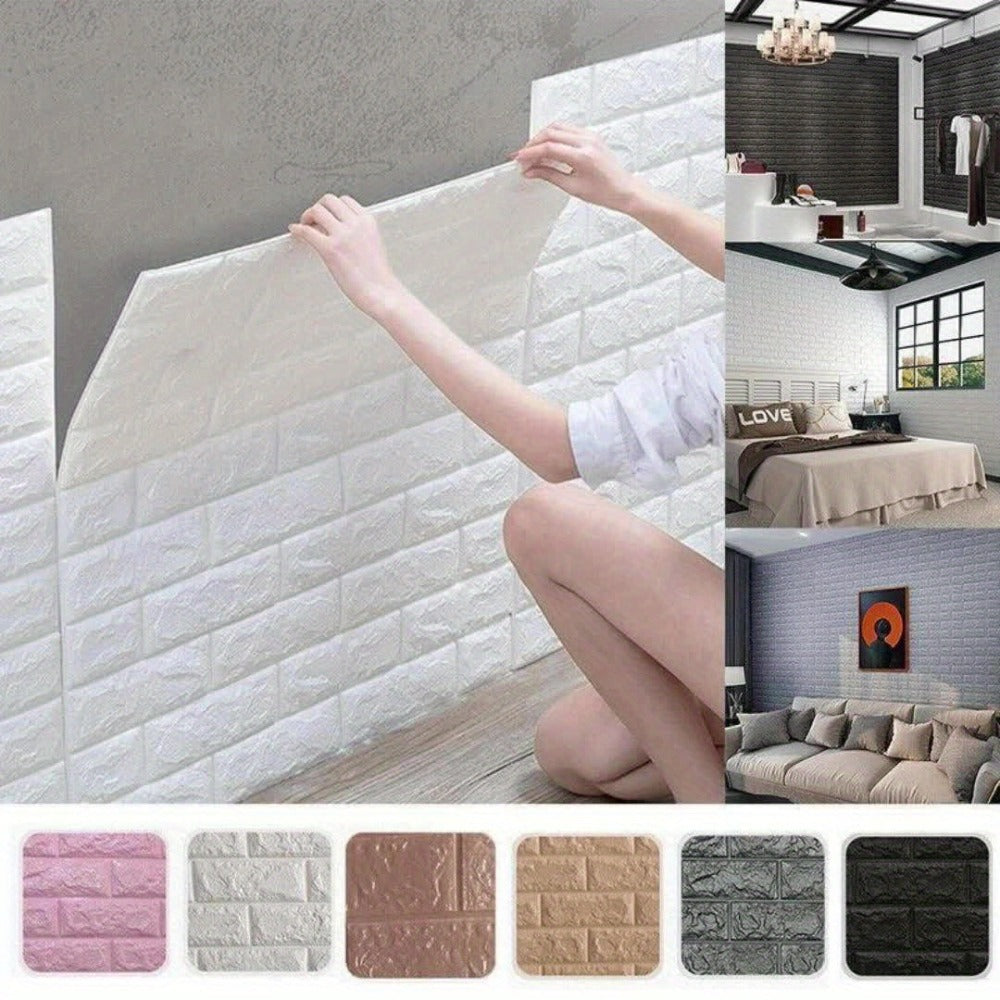 3D Peel and Stick Wood Grain Wallpaper Panels 50/100pcs – Self-Adhesive PVC Foam Wall Tiles