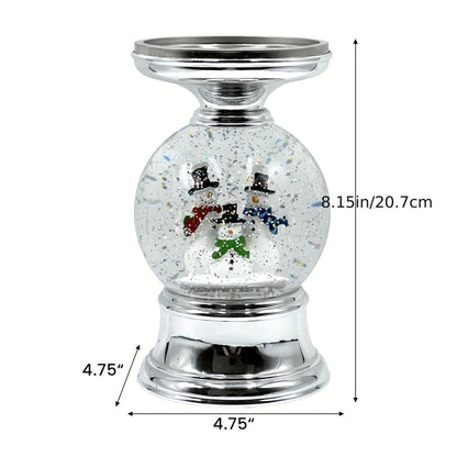 Snowman Water Globe Candle Holder Pedestal Compatible with Bath & Body Works 3-Wick Candles – Winter Christmas Centerpiece Table Decor