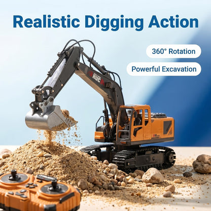 RC Construction Vehicle Set 2.4G 11-Channel Remote Control Excavator Dump Truck Bulldozer, 1:24 & 1:64 Alloy Engineering Toy