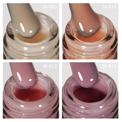 Gel Nail Polish 4-Piece Icy Nude Jelly Set in Frame Bottles with Shades 05, 11, 12 and 15 for Manicures