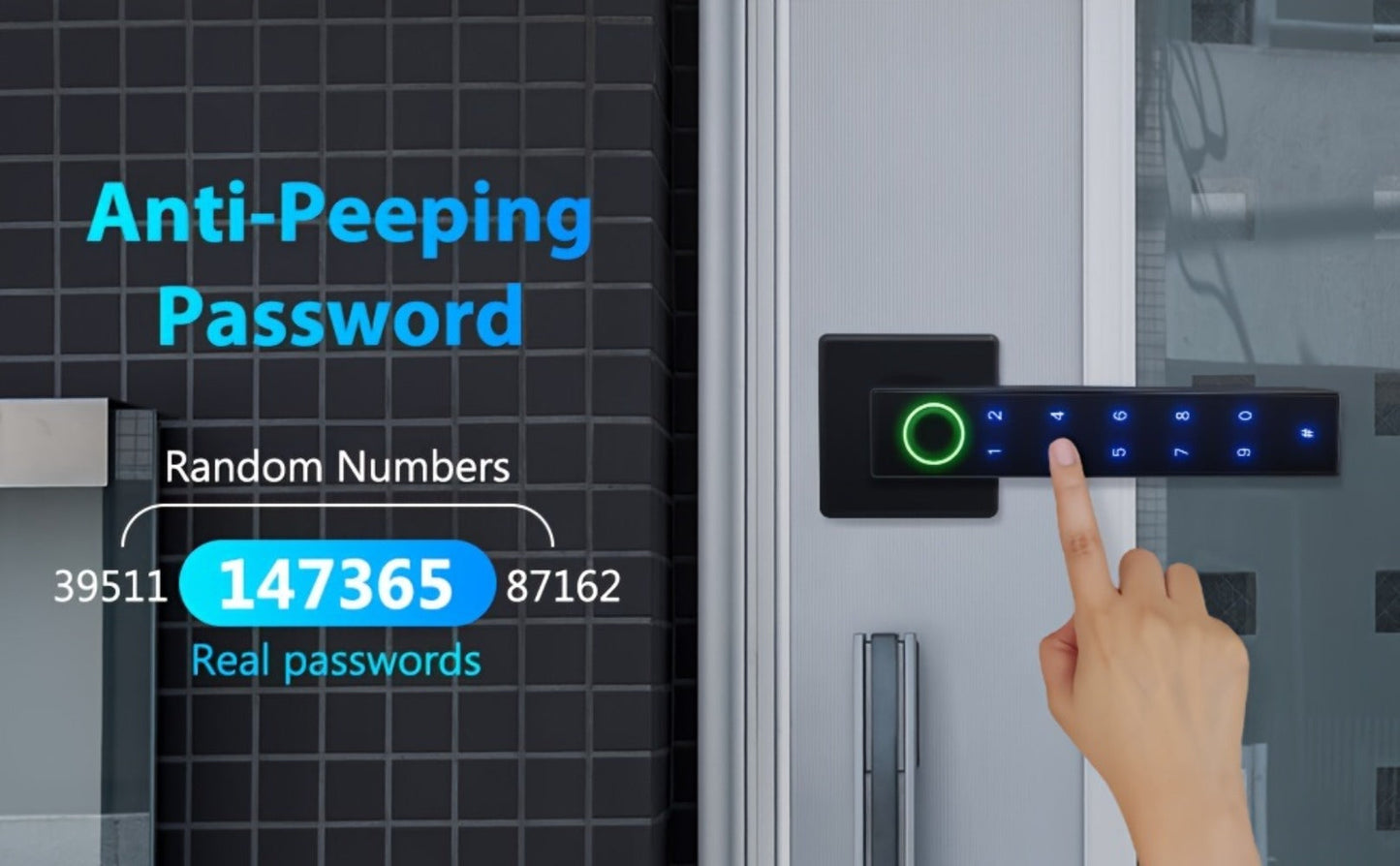Smart Door Lock Black Lever with Fingerprint Keypad IC Card App Key and Left Right Hand Setup
