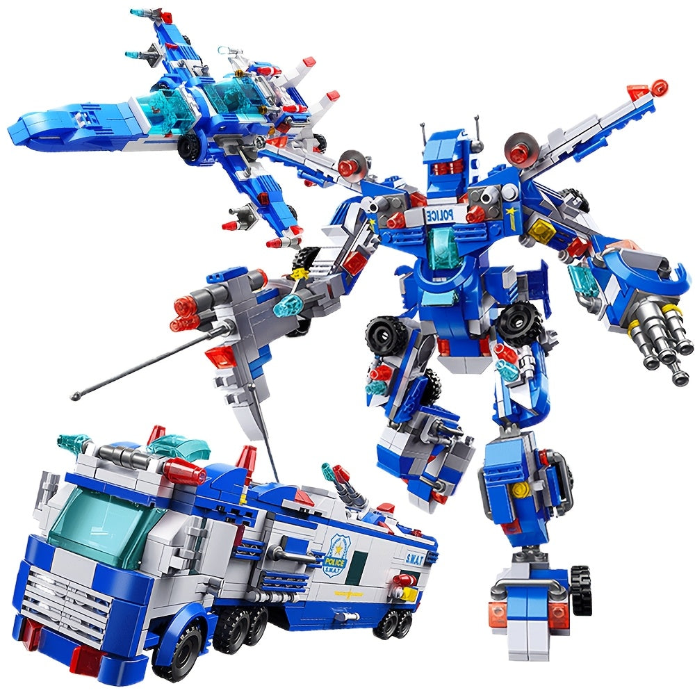 City Police Building Blocks Set 700 Pieces, Patrol Car Truck with Action Figures, Brick Toy for Boys Role Play STEM