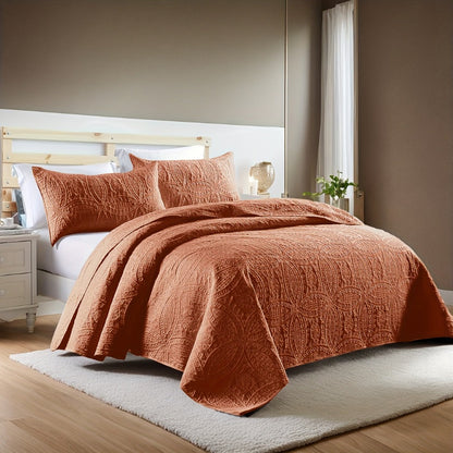 Quilt Set 3 Piece Soft Lightweight Bedding – Thin Bed Quilt with 2 Pillowcases for Bedroom Guest Room, Full Queen King