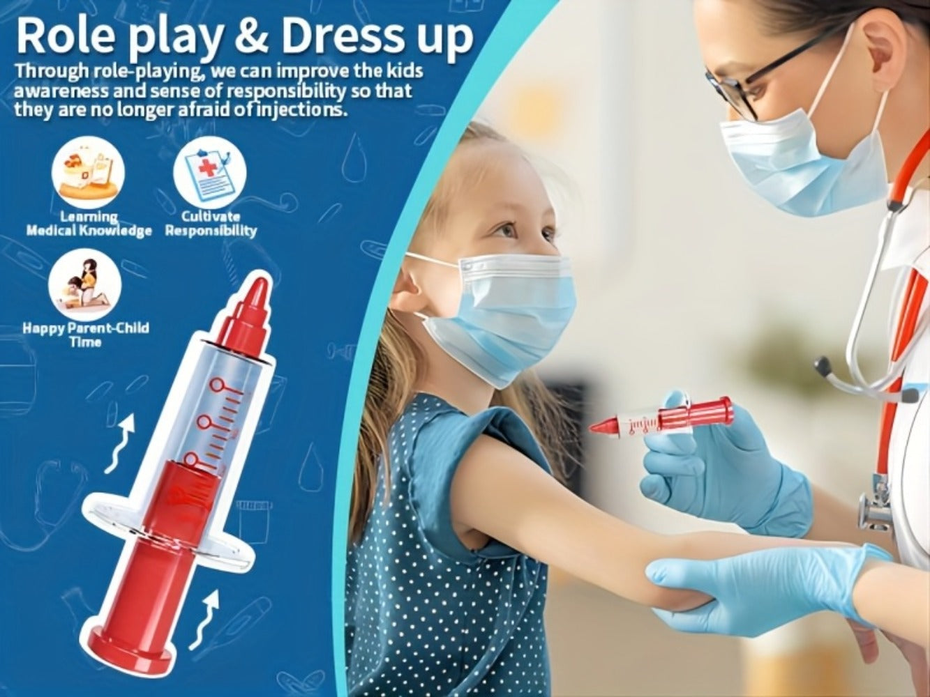 Kids Doctor Kit with Medical Cart Set, Movable Toy Trolley, Stethoscope, Thermometer & Accessories