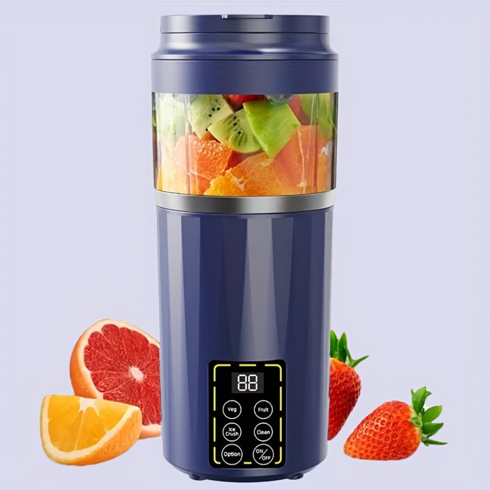 Portable Juicer USB Rechargeable with LED Display - Handheld Personal Blender for Smoothies, Juice & Ice Crush
