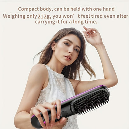 Cordless Hair Straightener 2-in-1 Ceramic Flat Iron & Curler – USB-C Rechargeable Wireless Portable Travel Styling Tool 3-Speed Heat