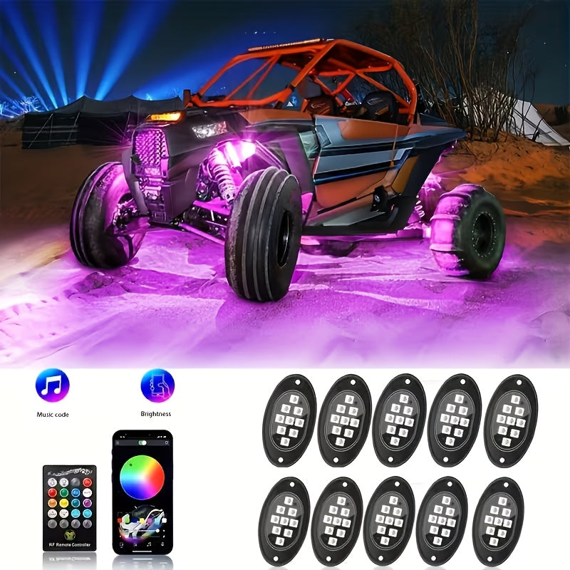 RGB LED Rock Lights Kit for Trucks & Off-Road – App & Remote Control, Music Mode, Underglow Neon Lights for SUV, ATV, UTV