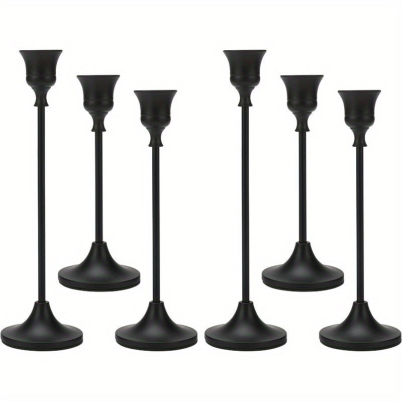 Metal Bell Candlestick Holders Set, Vintage Copper & Black Taper Candle Holders for Wedding Centerpieces