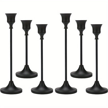 Metal Bell Candlestick Holders Set, Vintage Copper & Black Taper Candle Holders for Wedding Centerpieces