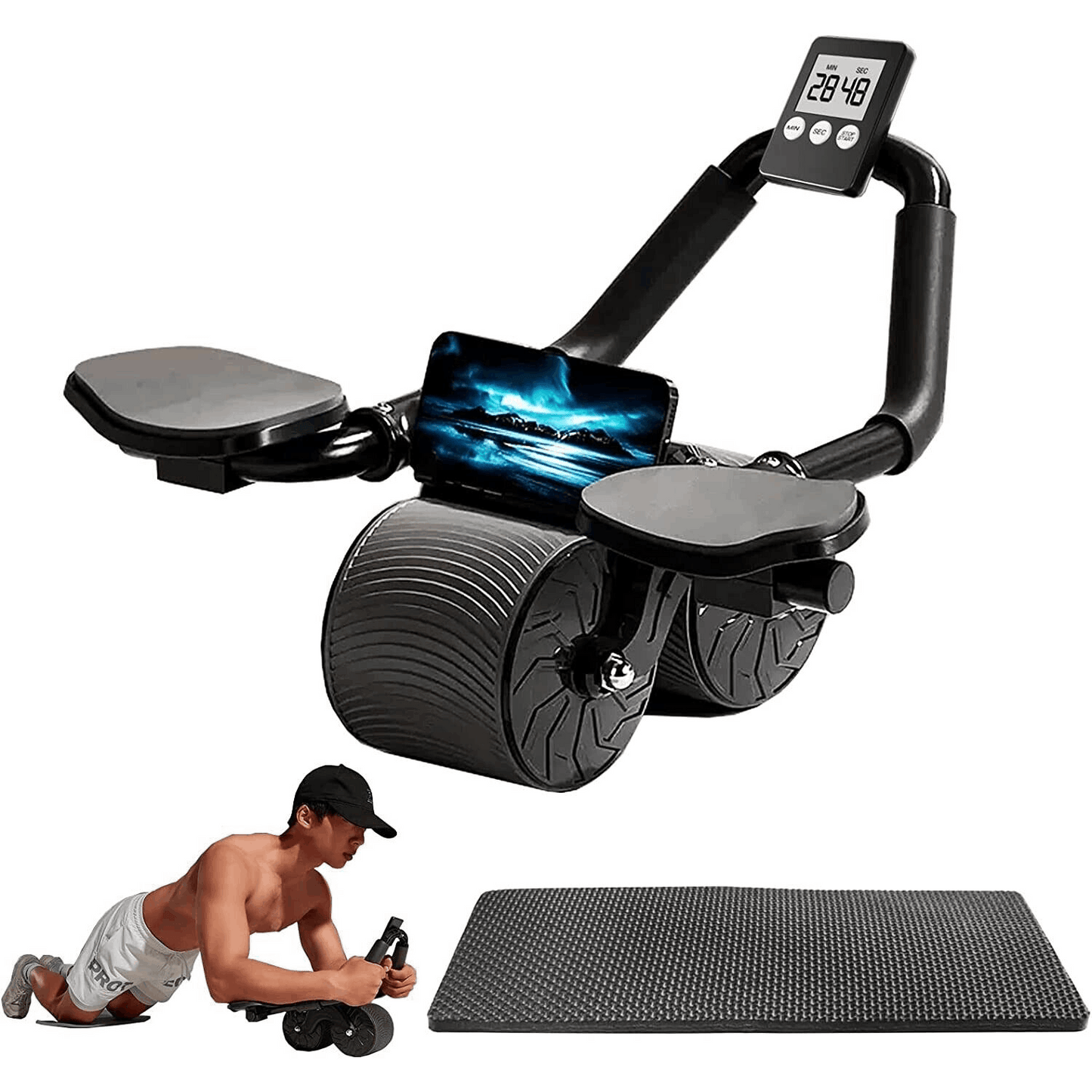 Ab Wheel Roller for Core Strength Training, Non-Slip Abdominal Exercise Wheel with Knee Pad for Home Gym, Effective Ab Roller for Men